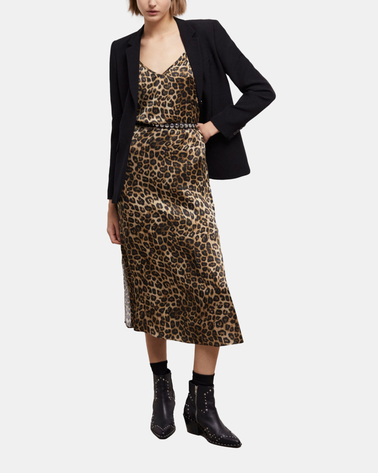 The Kooples WOMEN LEOPARD long leopard print silk dress