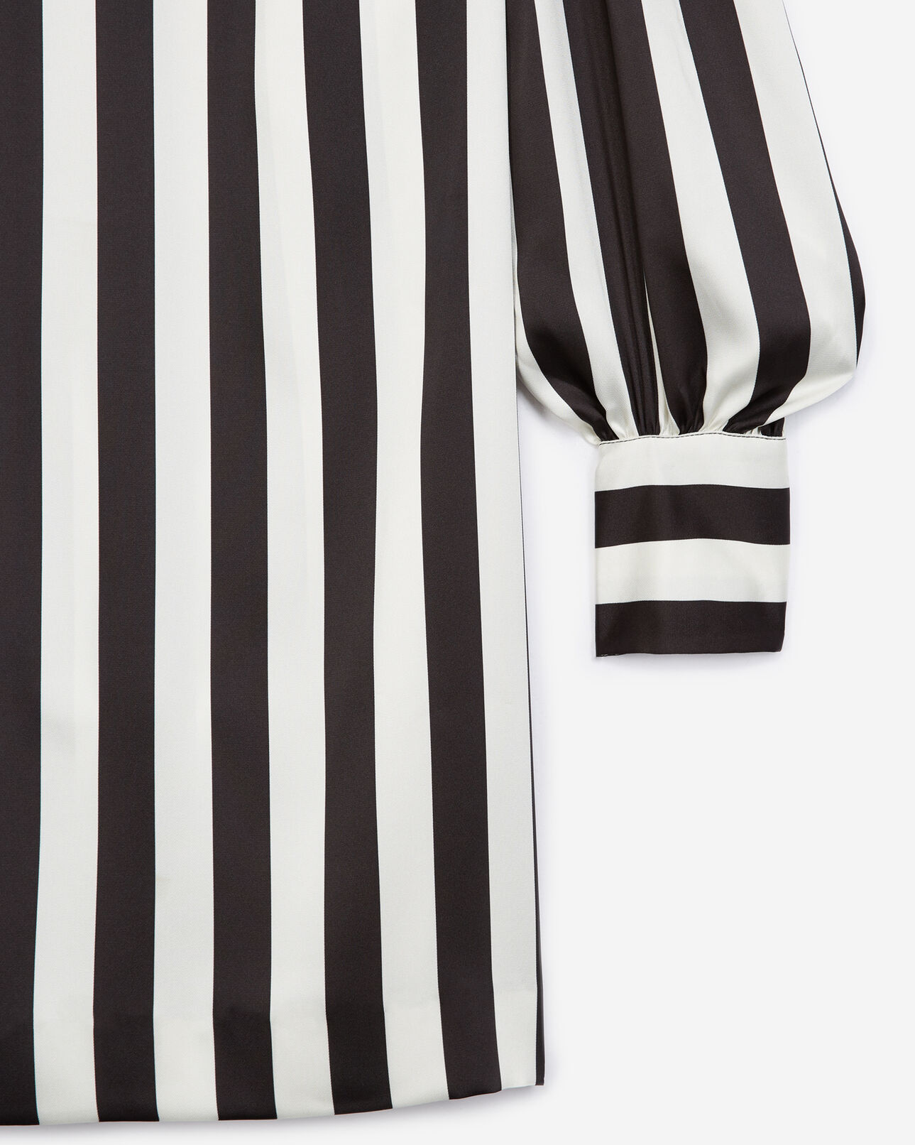 The Kooples DAMEN BLACK WHITE kurzes kleid mit langen ärmeln und streifen