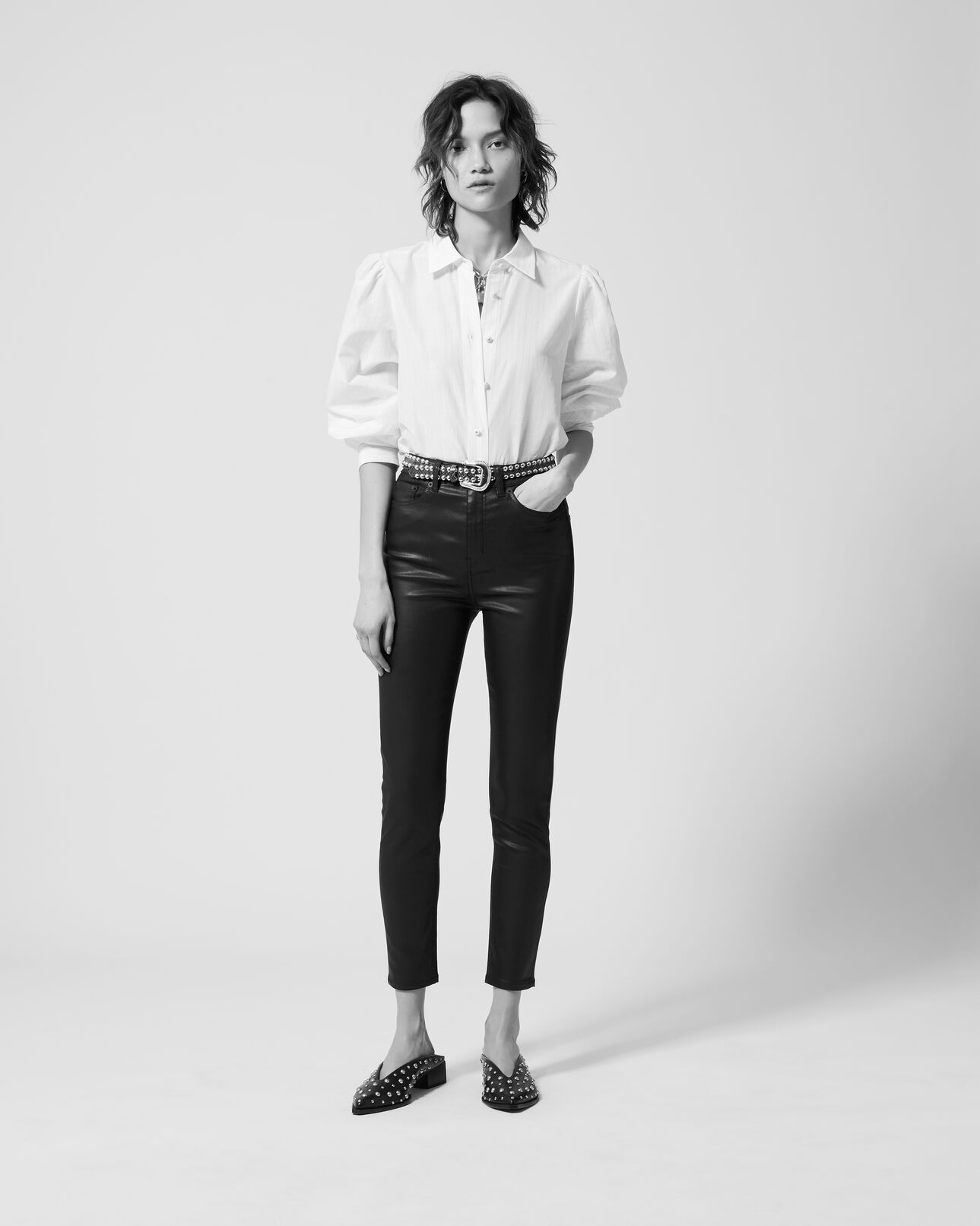 The Kooples WOMEN ECRU cotton/silk smart ecru shirt w/gold 