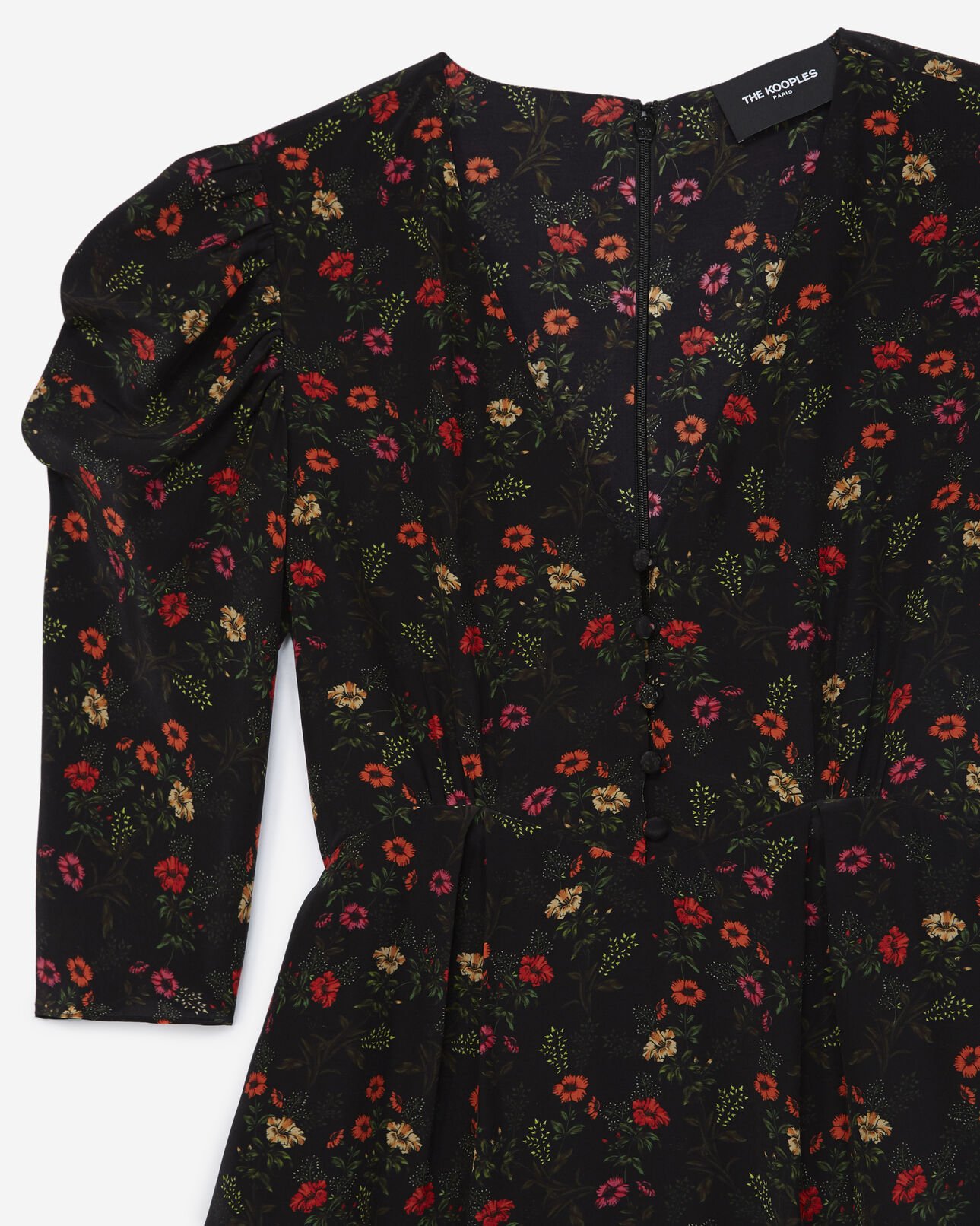The Kooples WOMEN MULTICOLOR short printed dress with gathered shoulders