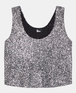 The Kooples FEMME SILVER top à sequins argenté