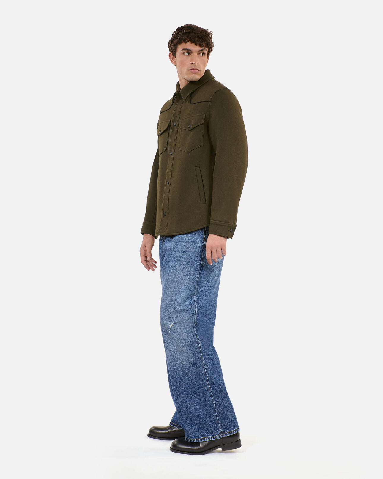 The Kooples HERREN KAKI khakifarbenes jackenhemd