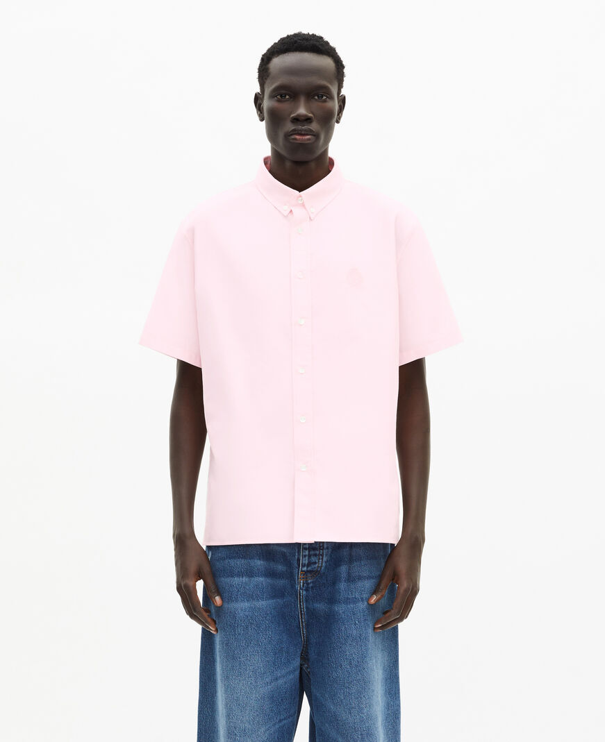 The Kooples H PALE PINK short-sleeved shirt with pink crest