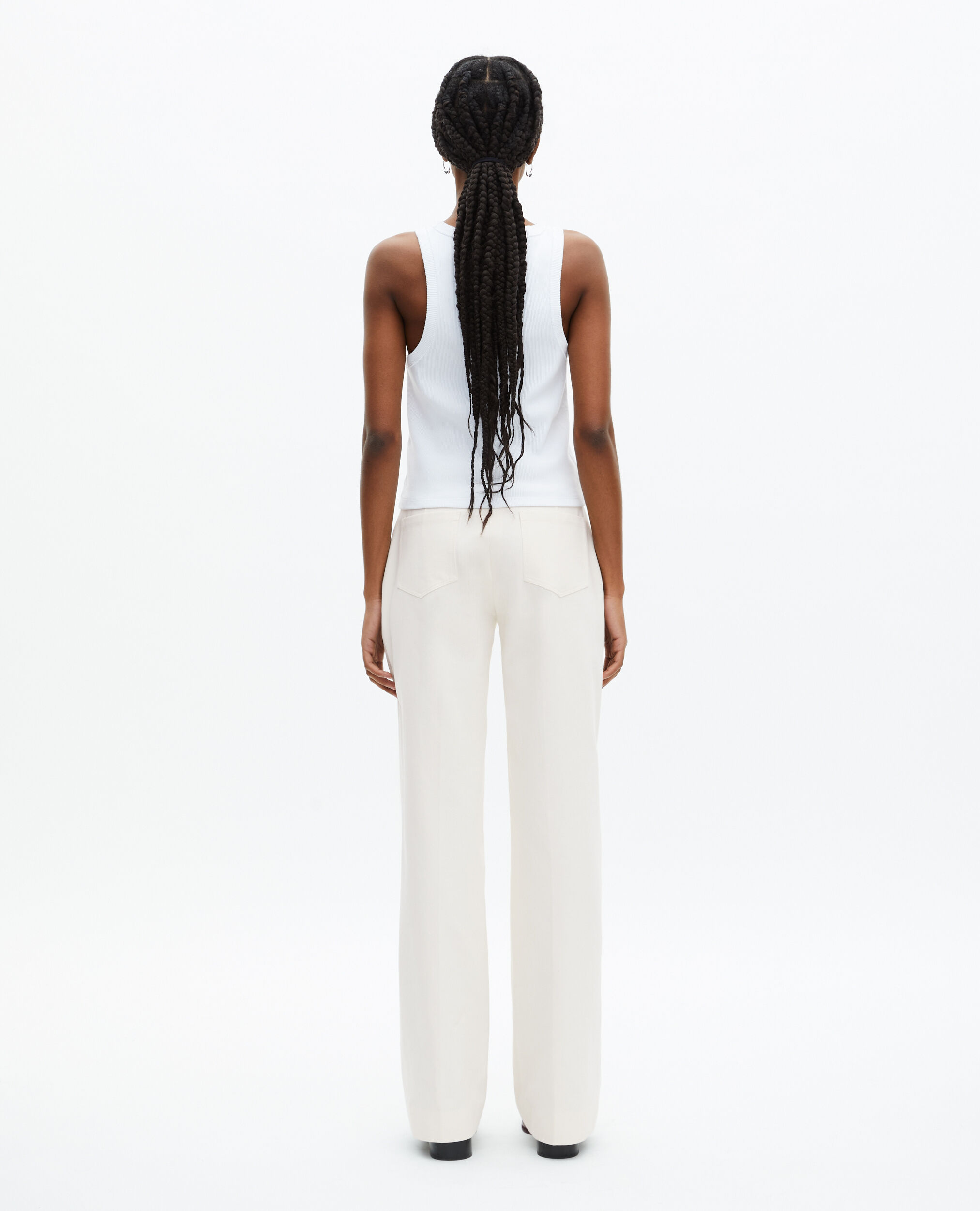 Wide-leg ecru cotton pants, ECRU, hi-res image number null