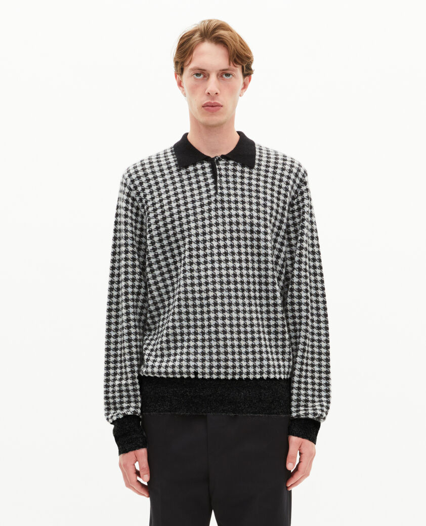 The Kooples HOMME BLACK WHITE pull en pied de poule noir