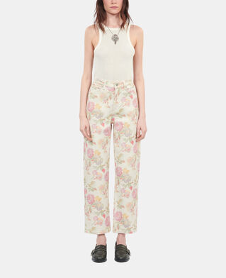 The Kooples F ECRU floral printed boyfriend jeans