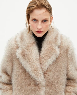The Kooples WOMEN BEIGE MELANGE beige fur-effect coat