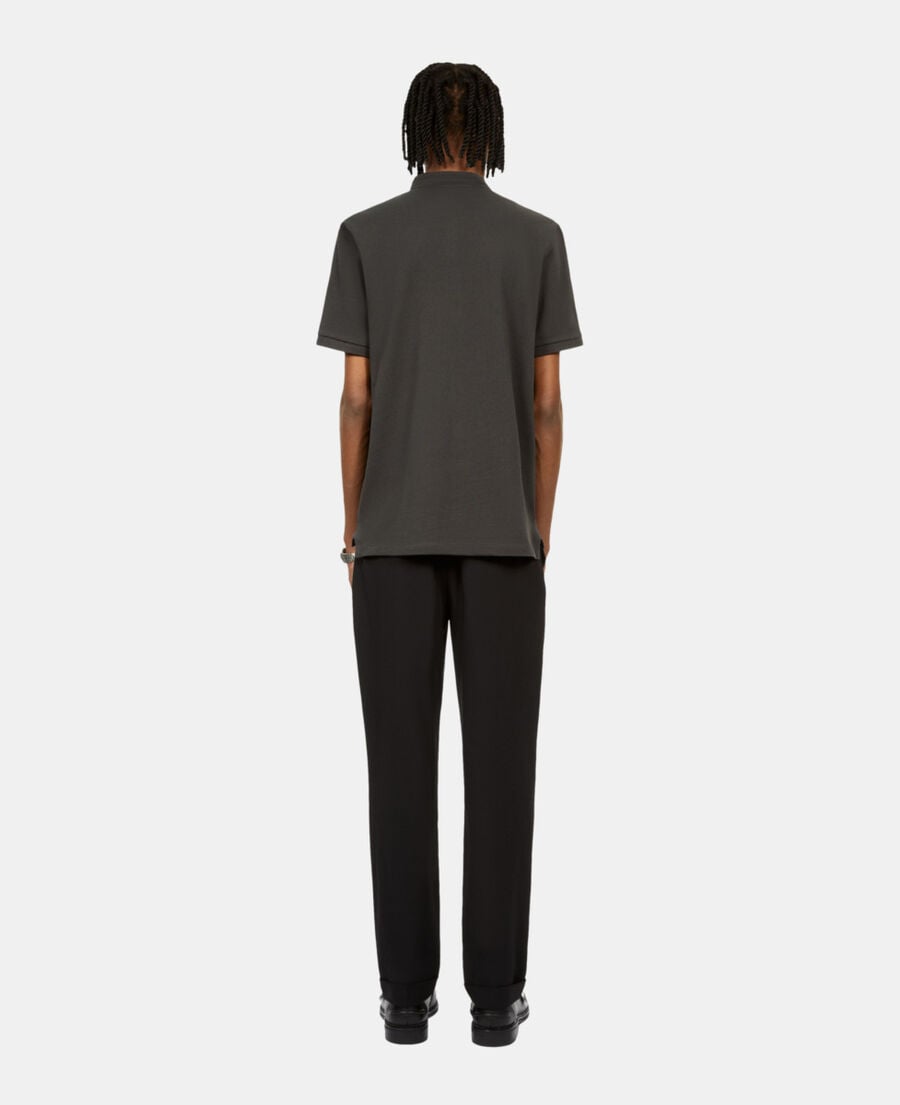 The Kooples H BLACK-ORANGE black pique cotton polo t-shirt