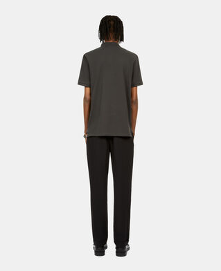 The Kooples HOMME BLACK-ORANGE polo en coton piqué gris foncé