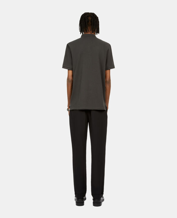 The Kooples HOMME BLACK-ORANGE polo en coton piqué gris foncé