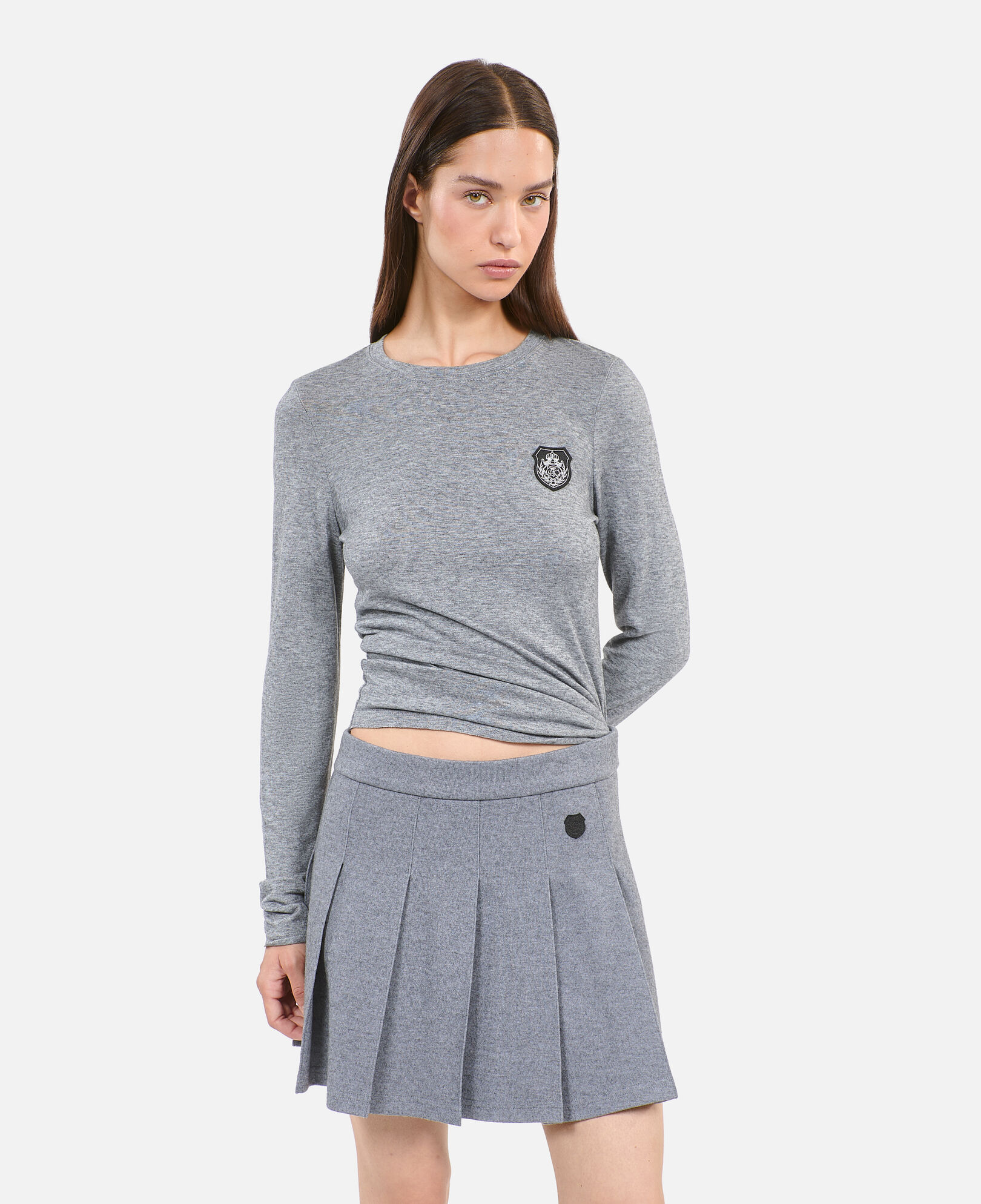 The Kooples FEMME GREY MELANGE t-shirt manches longues imprimé