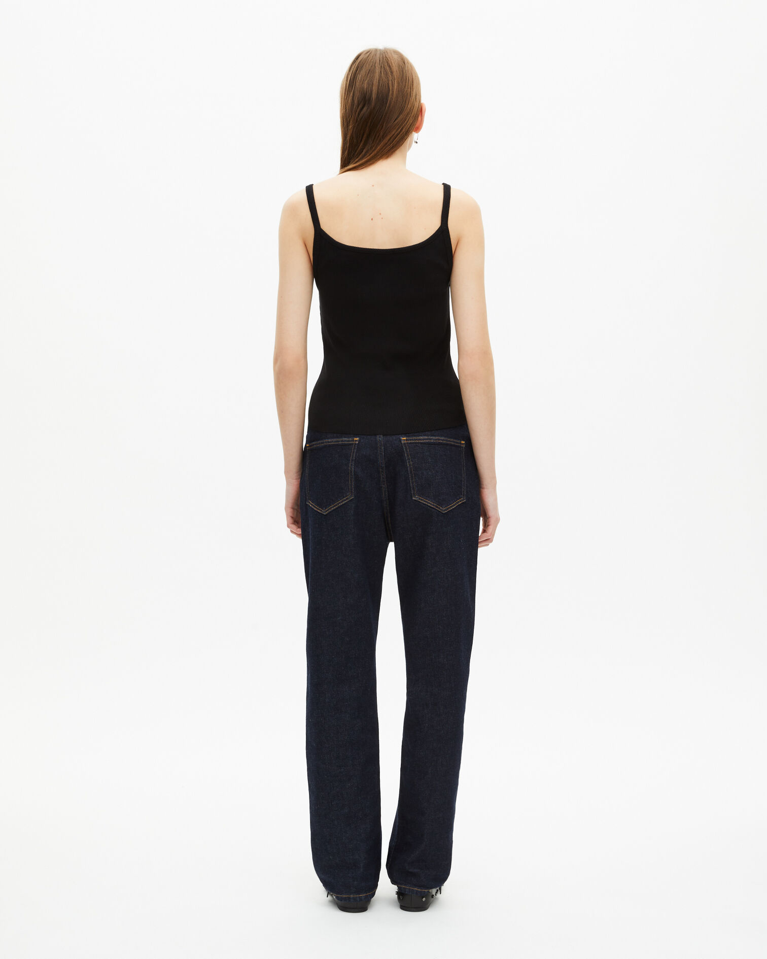 Black ribbed tank top, BLACK, hi-res image number null