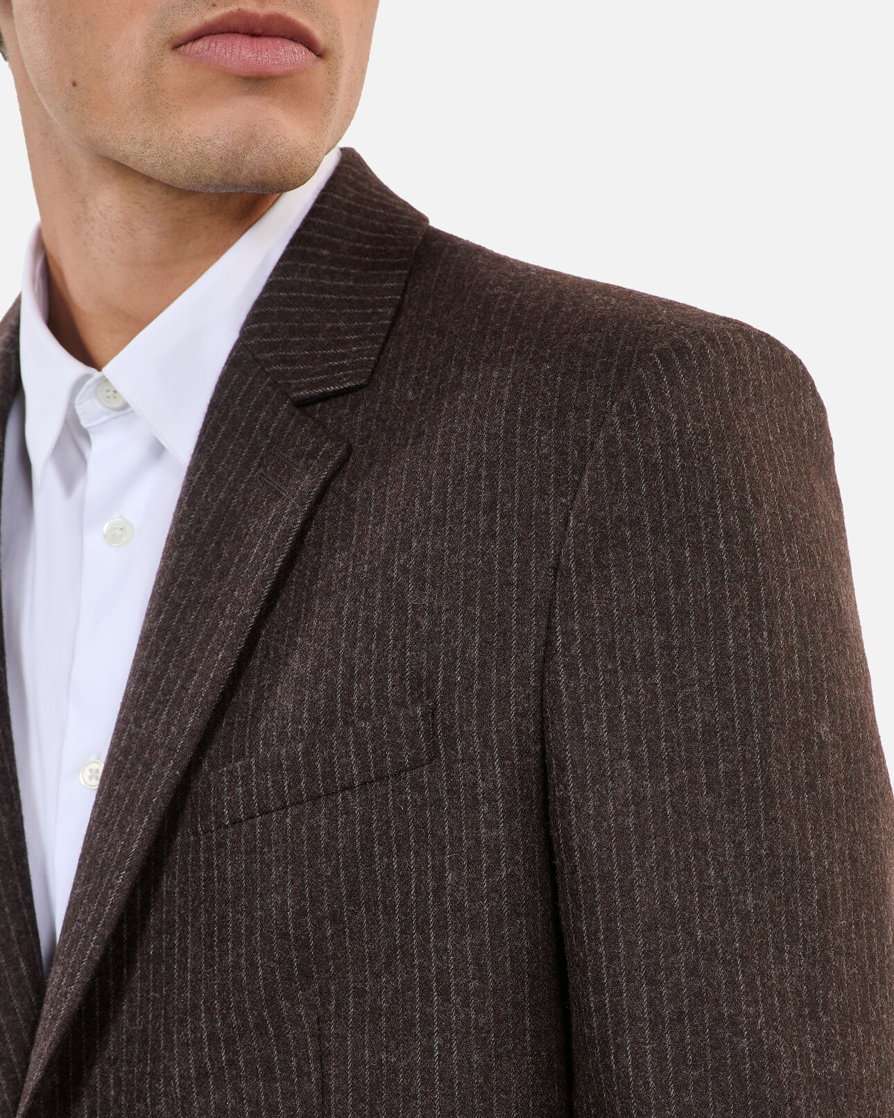 The Kooples MEN BROWN brown pinstripe suit jacket
