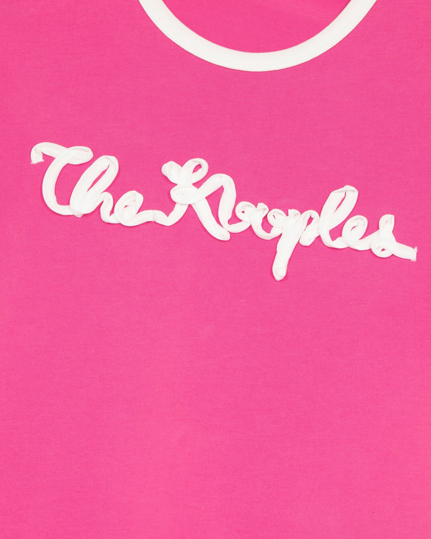 Fuchsia ribbon embroidery T-shirt, FUSHIA, hi-res image number null