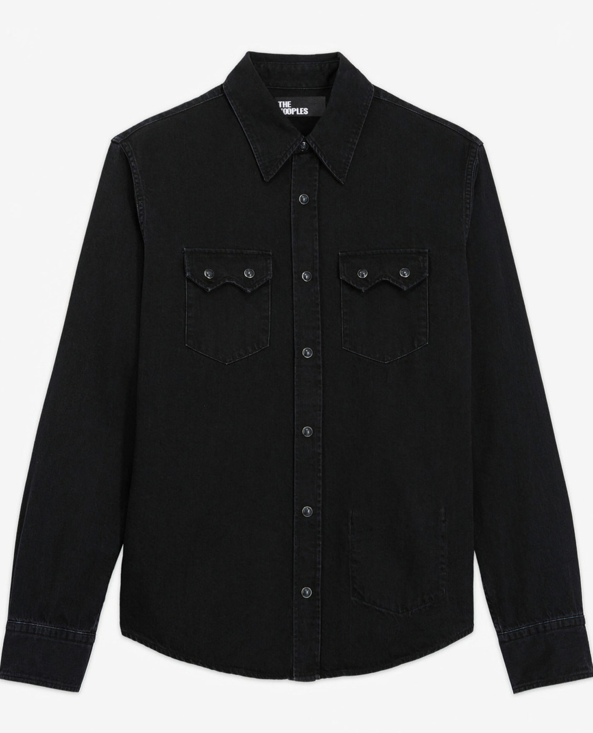 Black denim shirt, BLACK WASHED, hi-res image number null