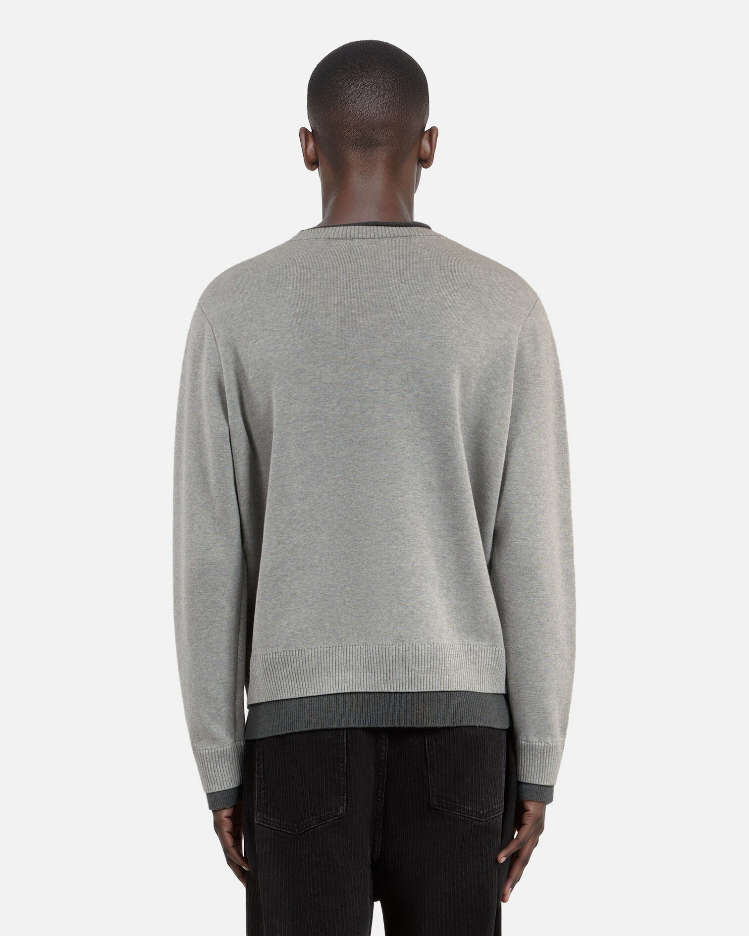 Pull en coton gris, MIDDLE GREY / ANTHRACITE, hi-res image number null
