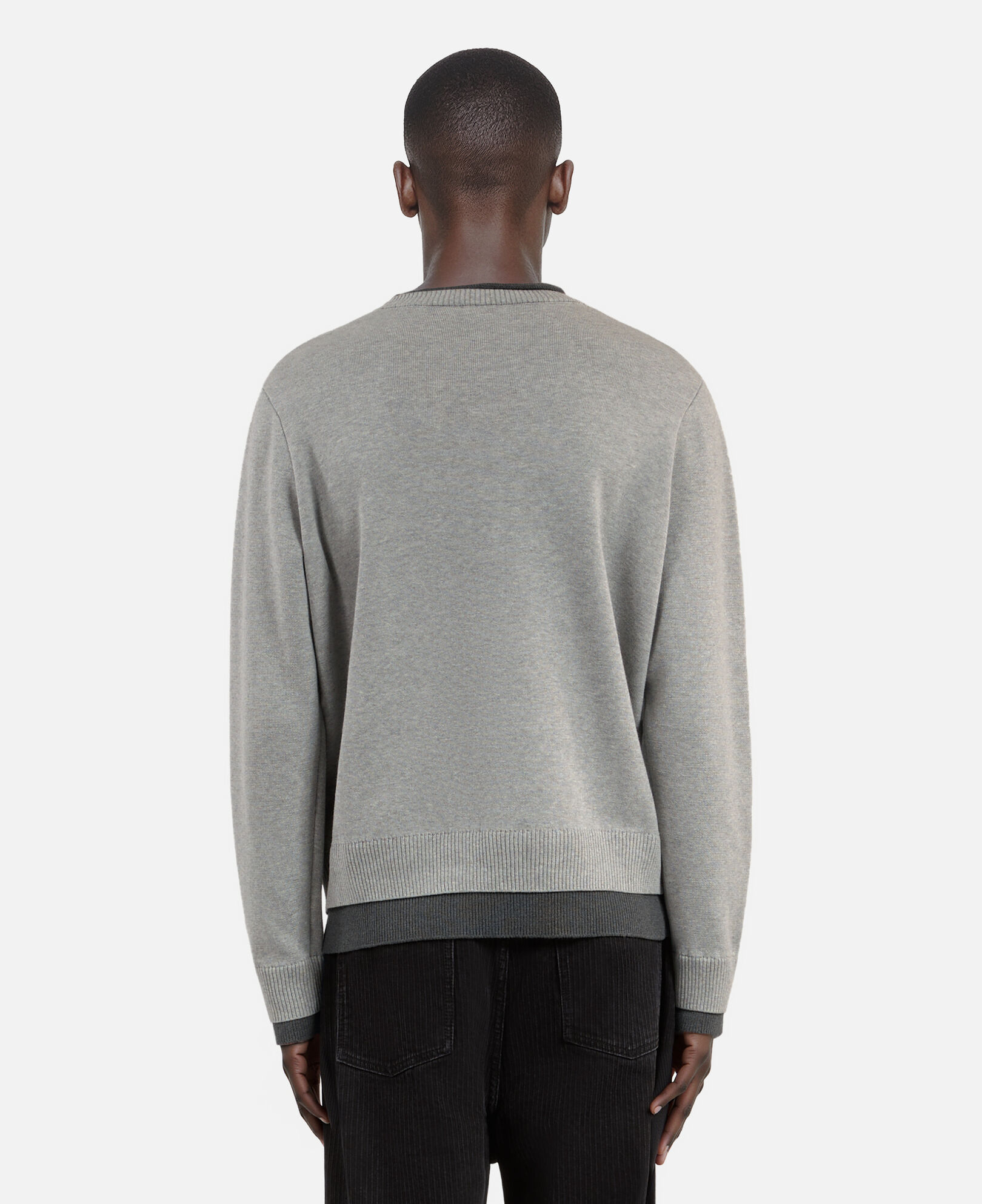 The Kooples MEN MIDDLE GREY / ANTHRACITE gray cotton sweater