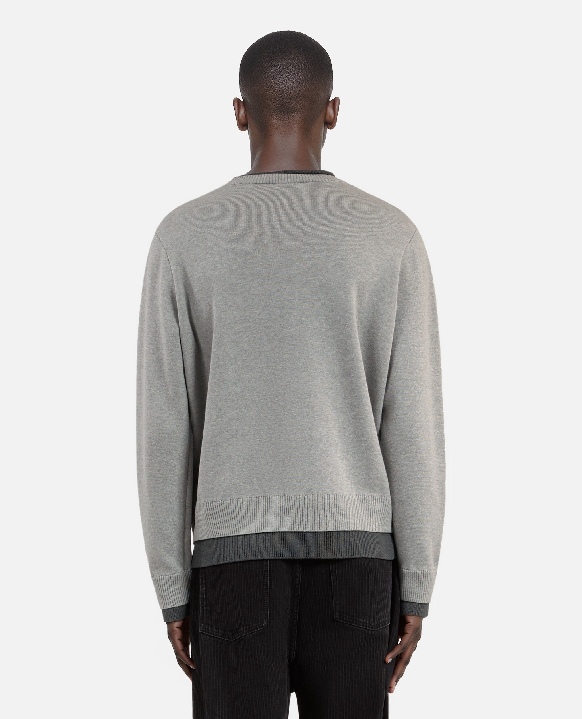 Gray cotton sweater, MIDDLE GREY / ANTHRACITE, hi-res image number null