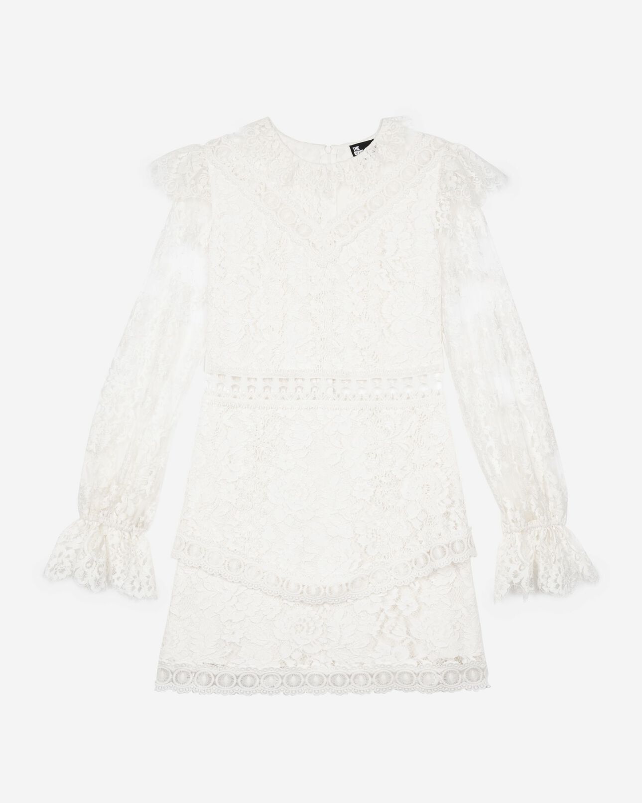 The Kooples F WHITE short dress in ecru lace