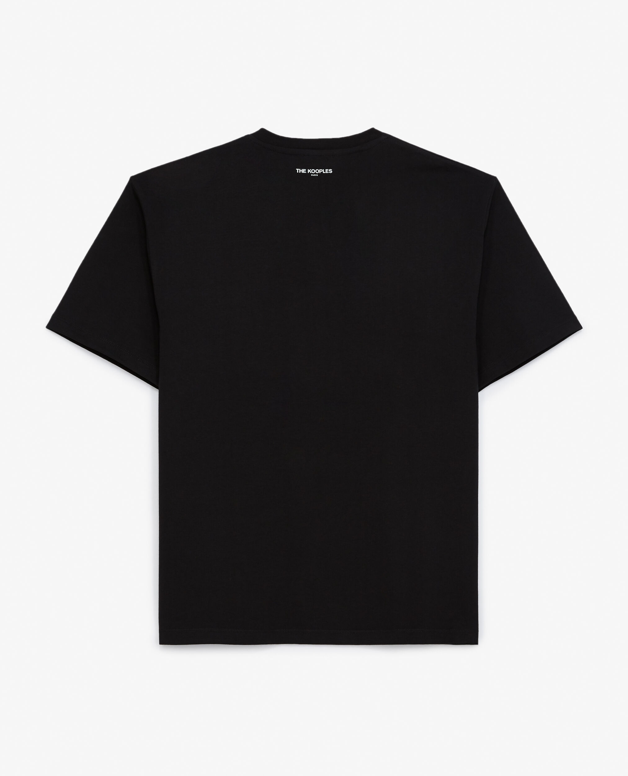 T-shirt noir coton à broderie écrue, BLACK, hi-res image number null