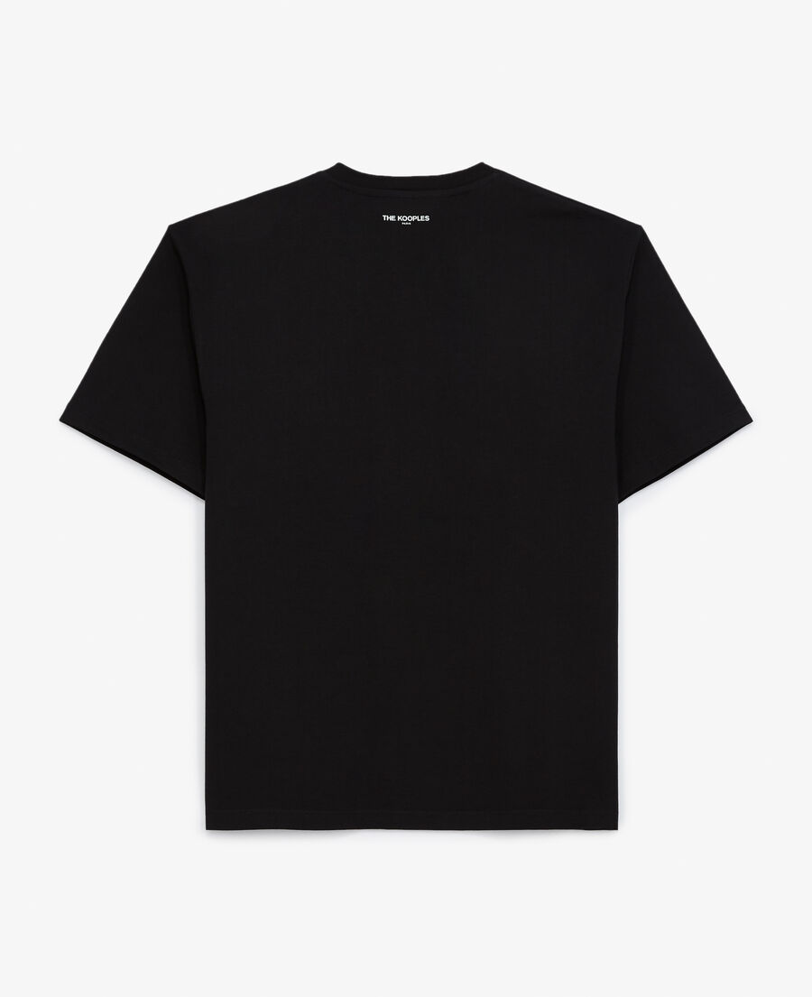 t-shirt noir coton à broderie écrue