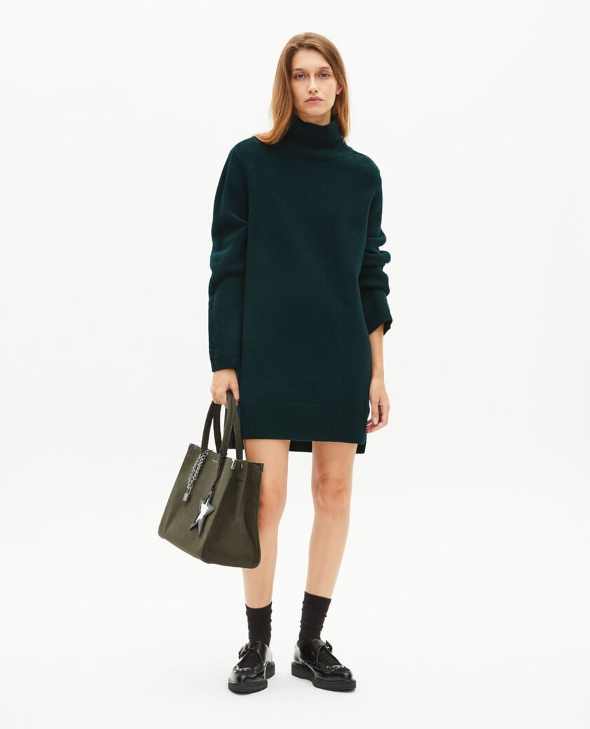 The Kooples WOMEN FOREST short dress in green wool