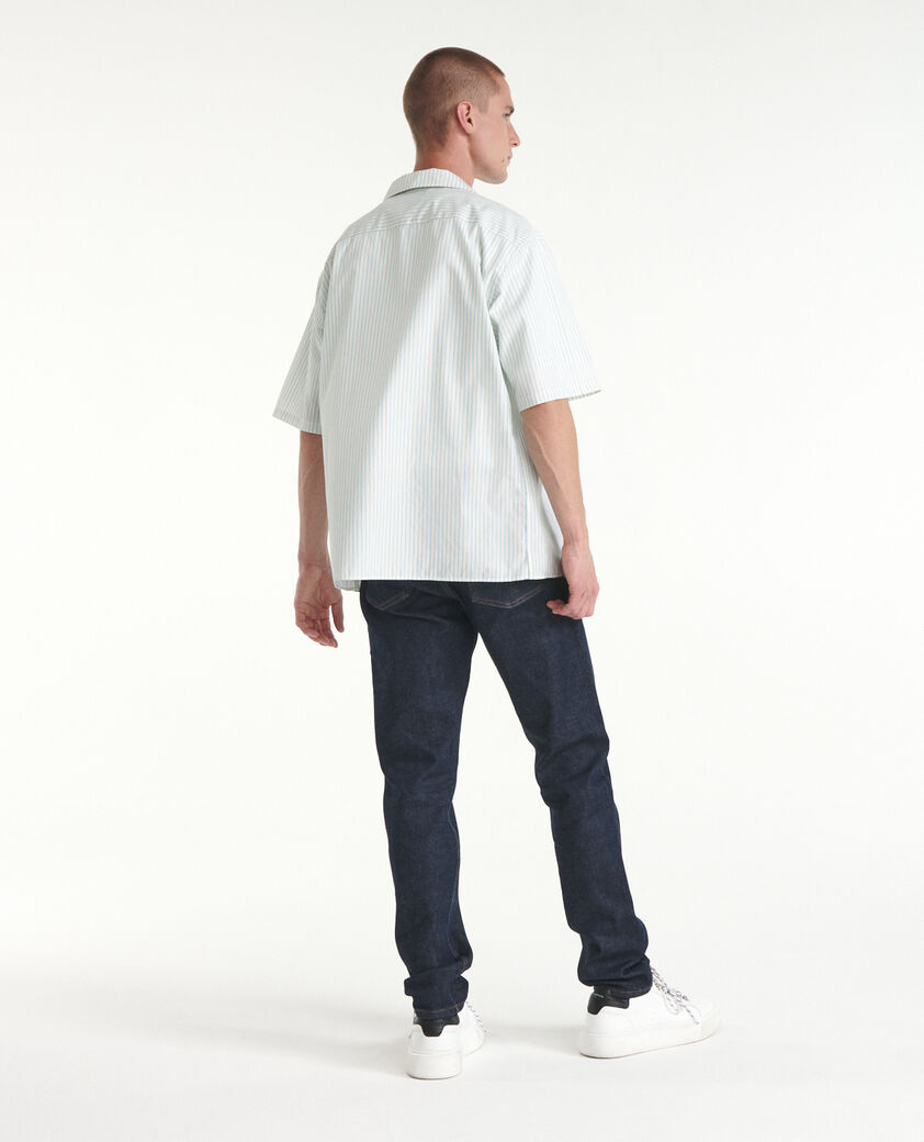 The Kooples HOMME BABY BLUE - YELLOW chemise col hawa&iuml;en &eacute;crue et bleue ray&eacute;e