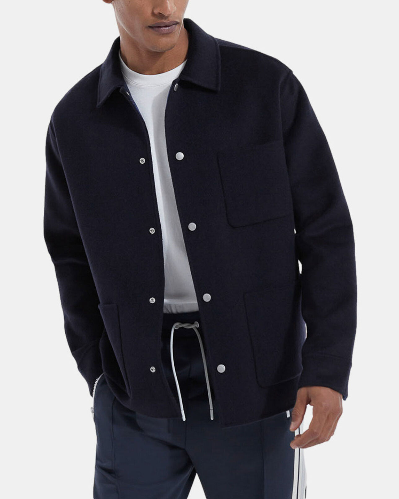 The Kooples MEN NAVY navy blue wool jacket with chest pockets