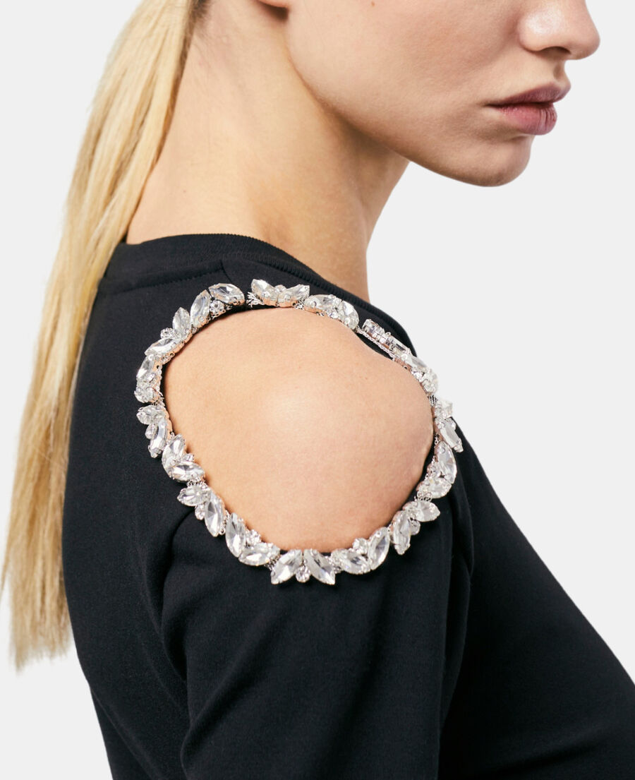 short black dress with shoulder details