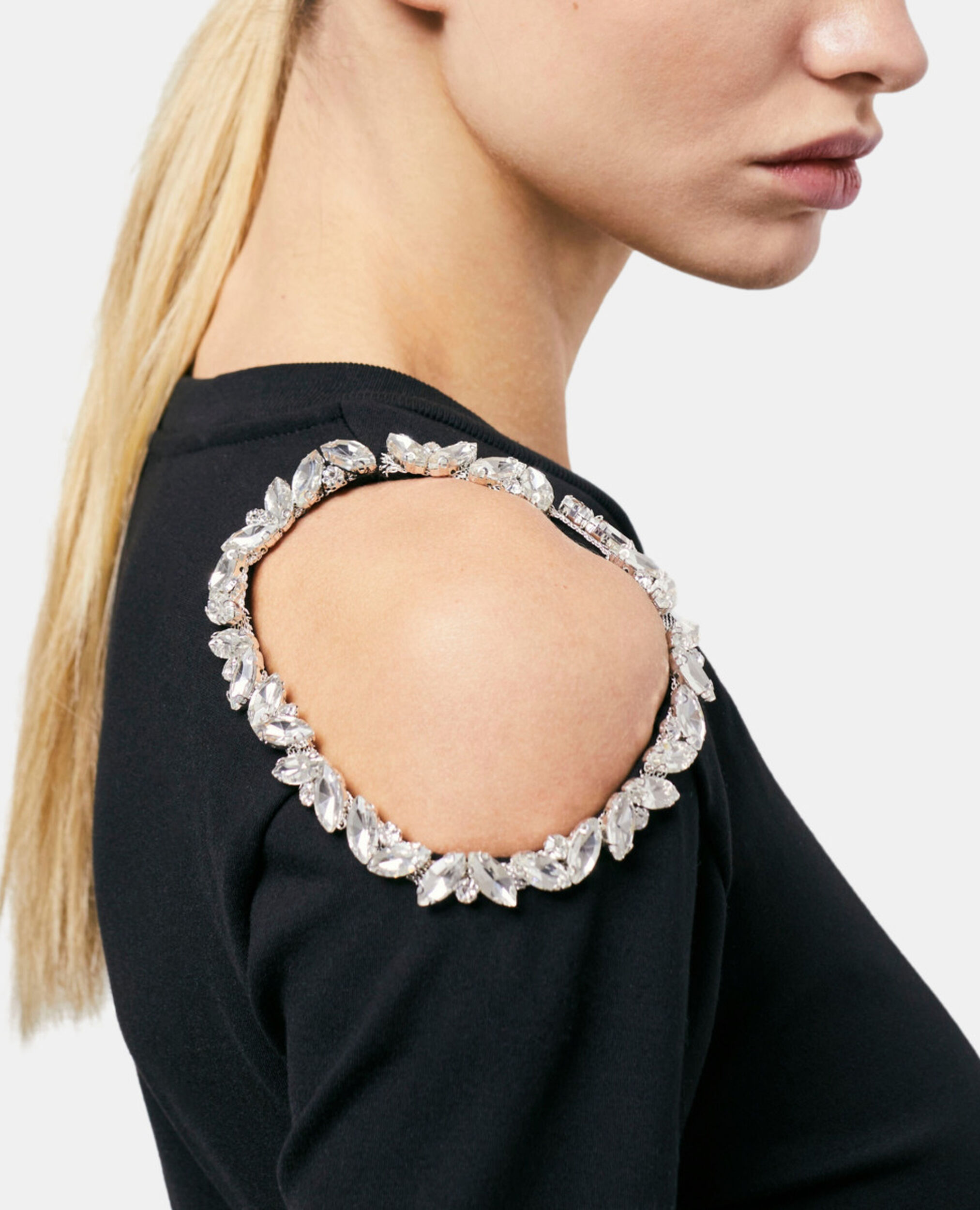 Short black dress with shoulder details, BLACK, hi-res image number null