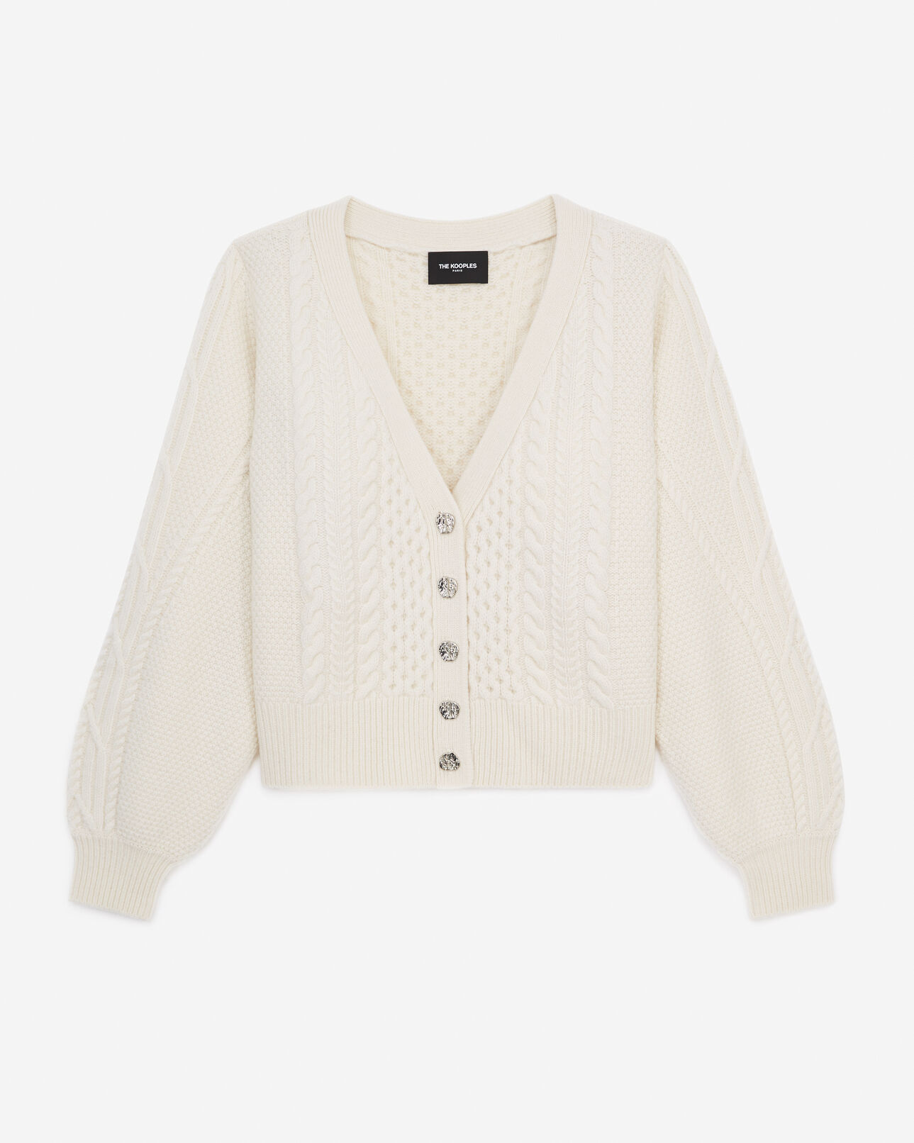 The Kooples DAMEN ECRU cardigan wolle ecrufarben schmuckknöpfe