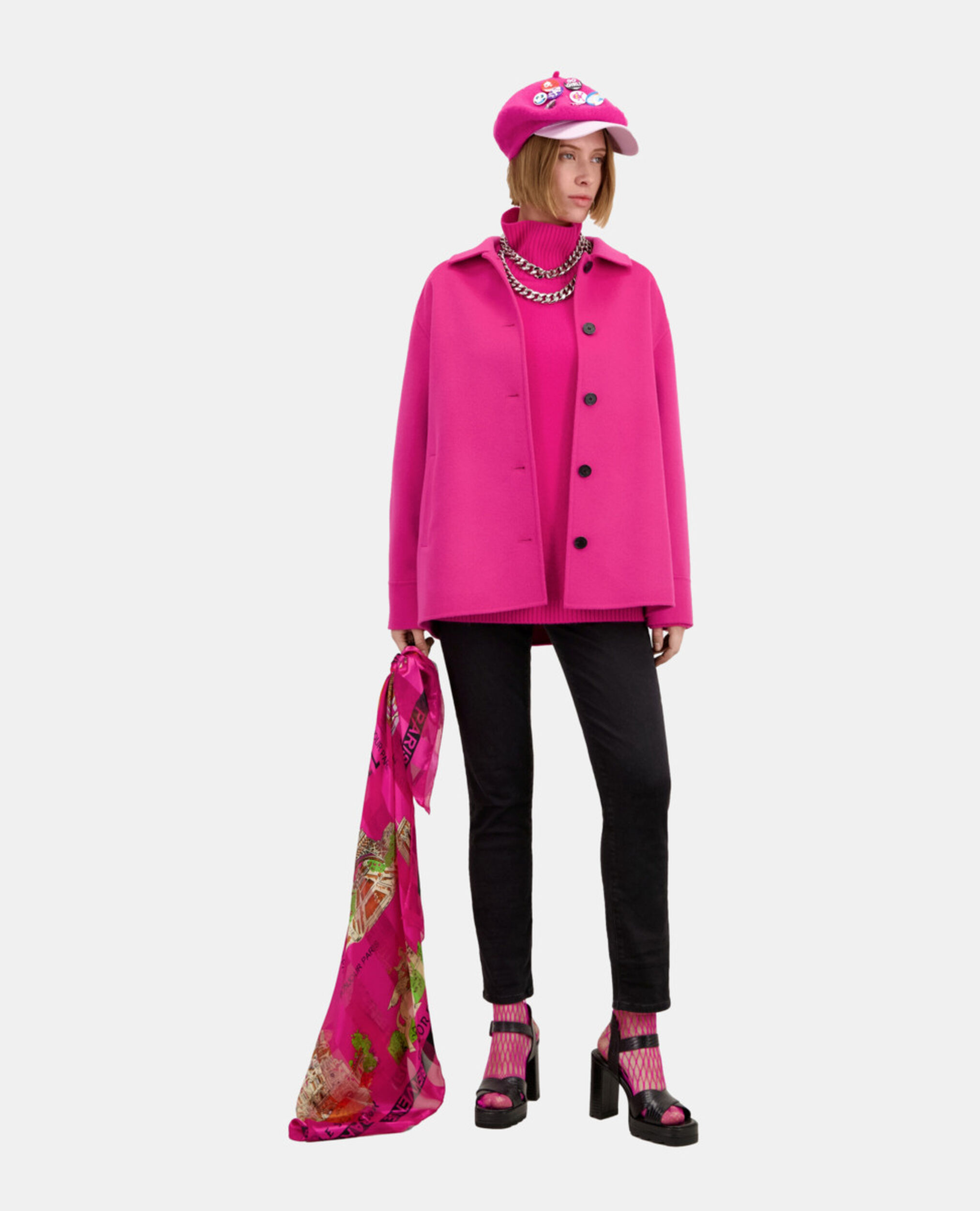 Pink overshirt type jacket with fringes The Kooples