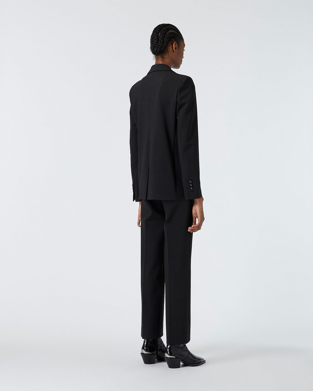 The Kooples WOMEN BLACK double-breasted black suit jacket w/pockets