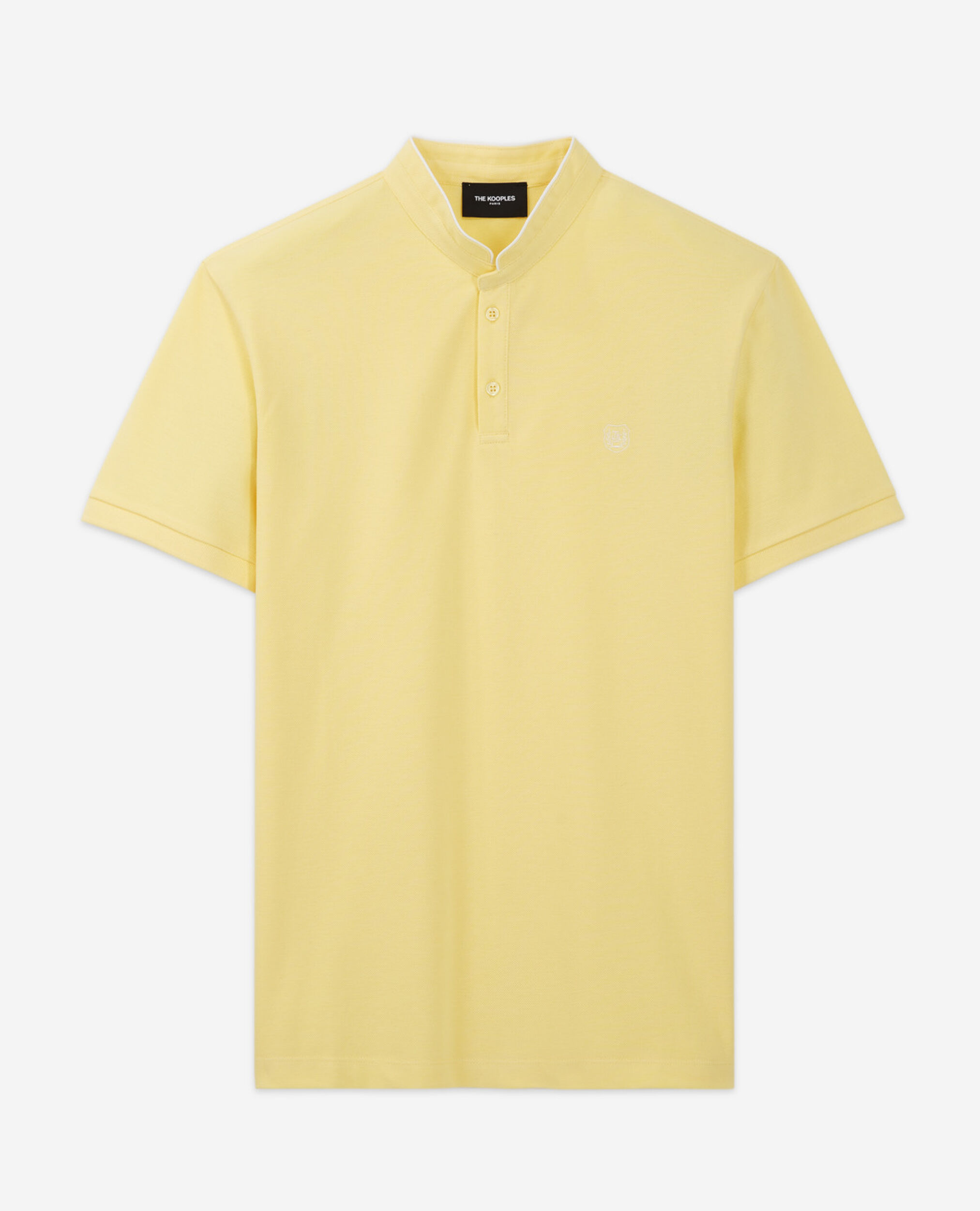 Yellow polo with officer collar - embroidery, VERY LT YELLOW/BLANC, hi-res image number null