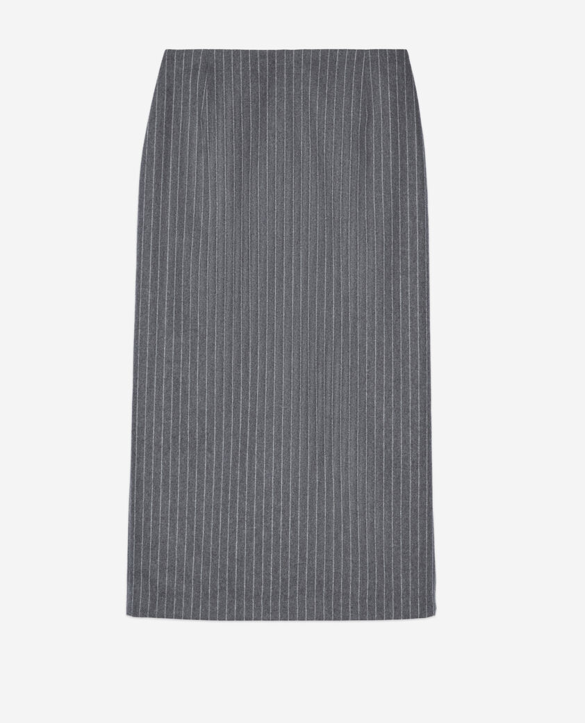 The Kooples WOMEN LIGHT GREY mid-length striped pencil skirt 