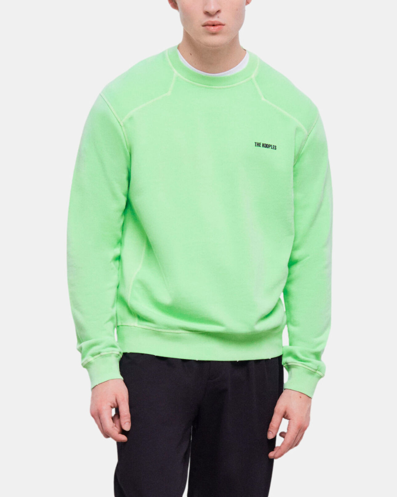 The Kooples MEN VERT FLUO fluorescent green sweatshirt with logo