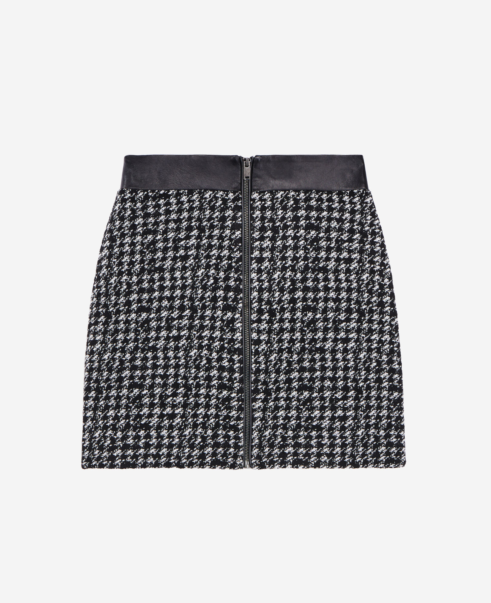 The Kooples DAMEN BLACK WHITE kurzer schwarzer rock aus tweed