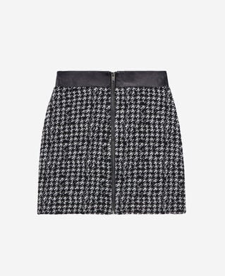 The Kooples WOMEN BLACK WHITE short black tweed skirt