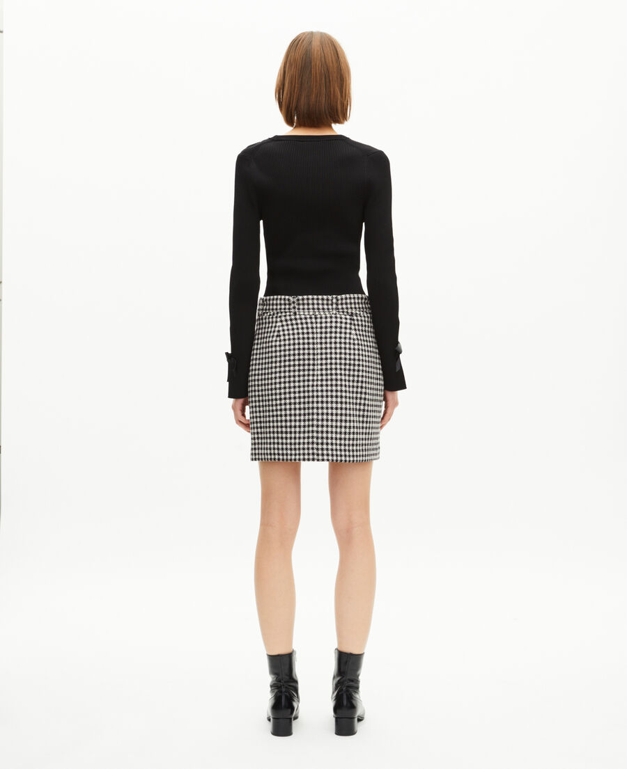 The Kooples FEMME BLACK WHITE jupe courte en pied de poule noire et blanche