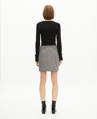 The Kooples FEMME BLACK WHITE jupe courte en pied de poule noire et blanche