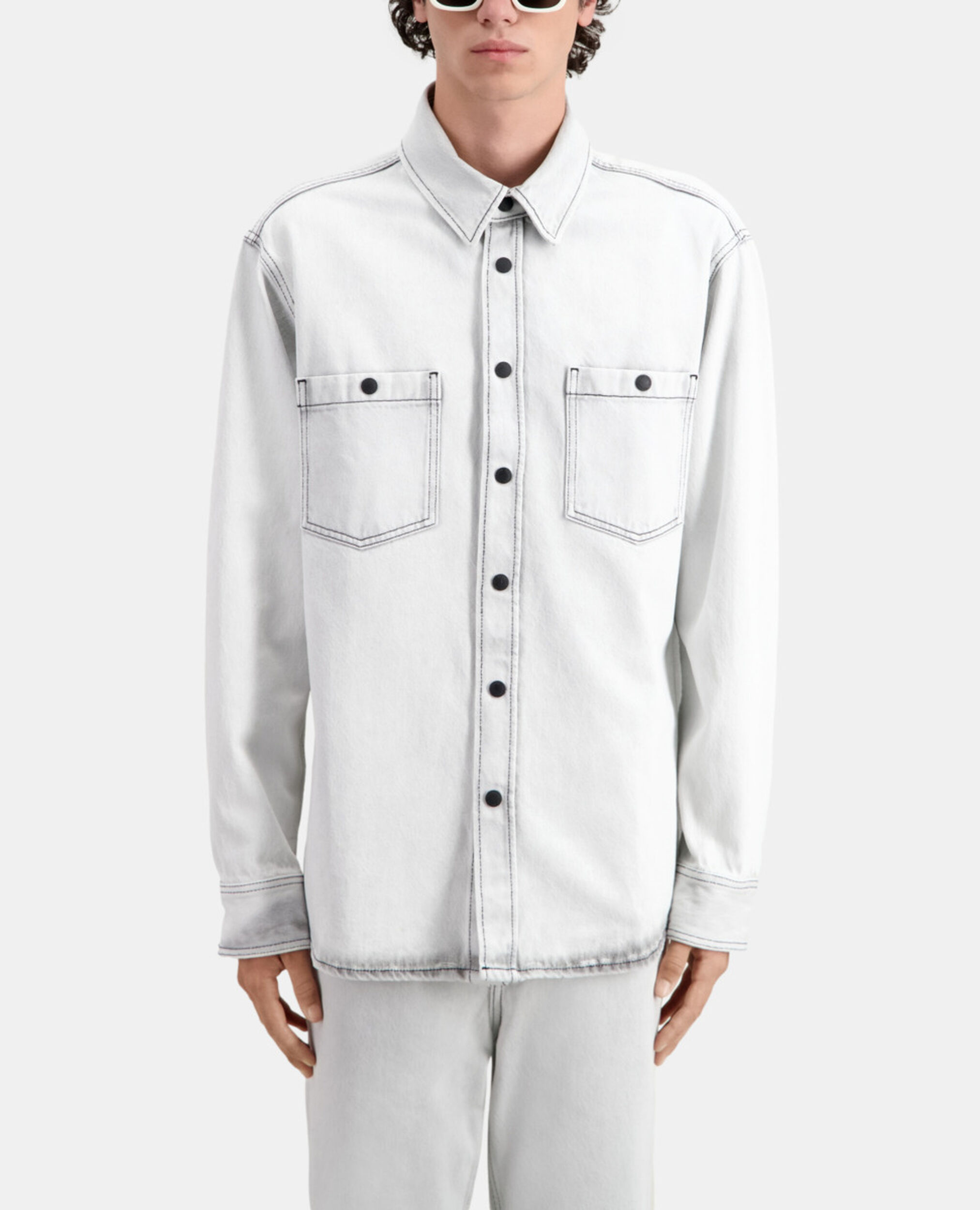 Chemise blanche en denim décoloré, WHITE BLEACH, hi-res image number null