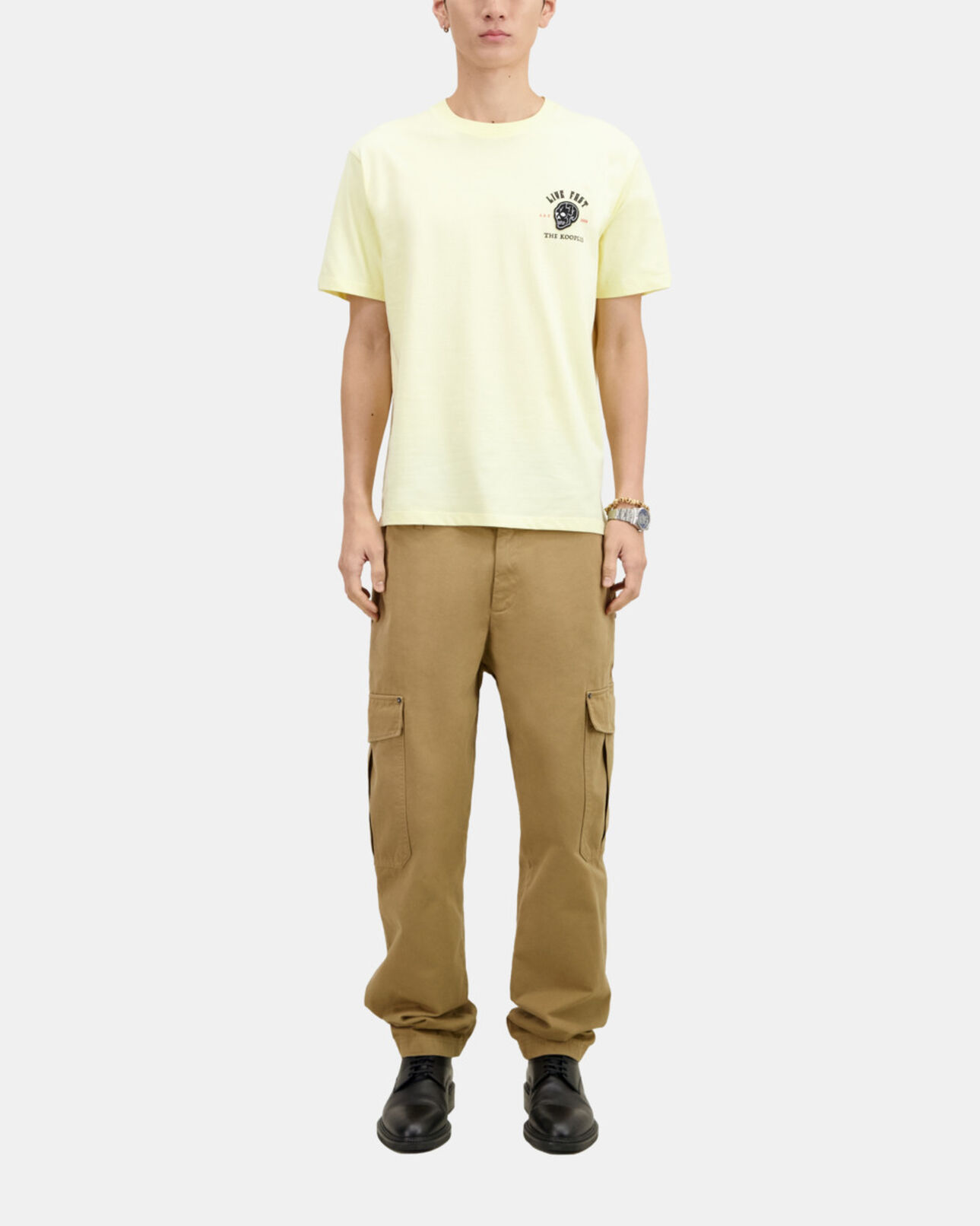 The Kooples MEN LIGHT YELLOW yellow live fast t-shirt