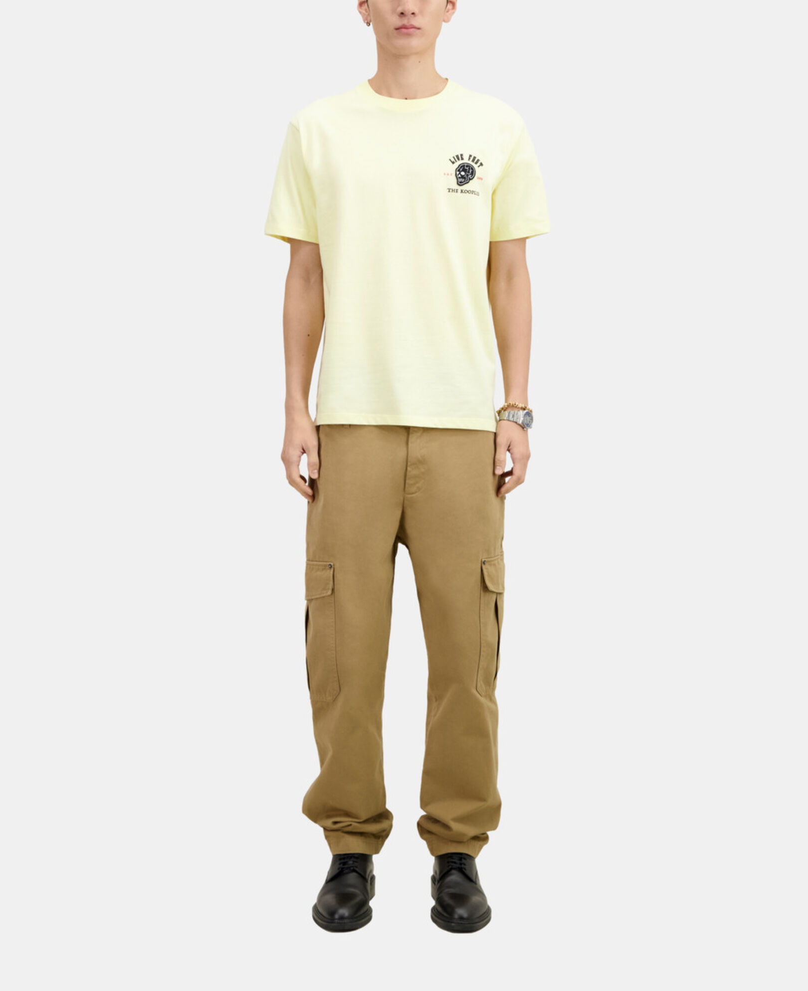 The Kooples MEN LIGHT YELLOW yellow live fast t-shirt