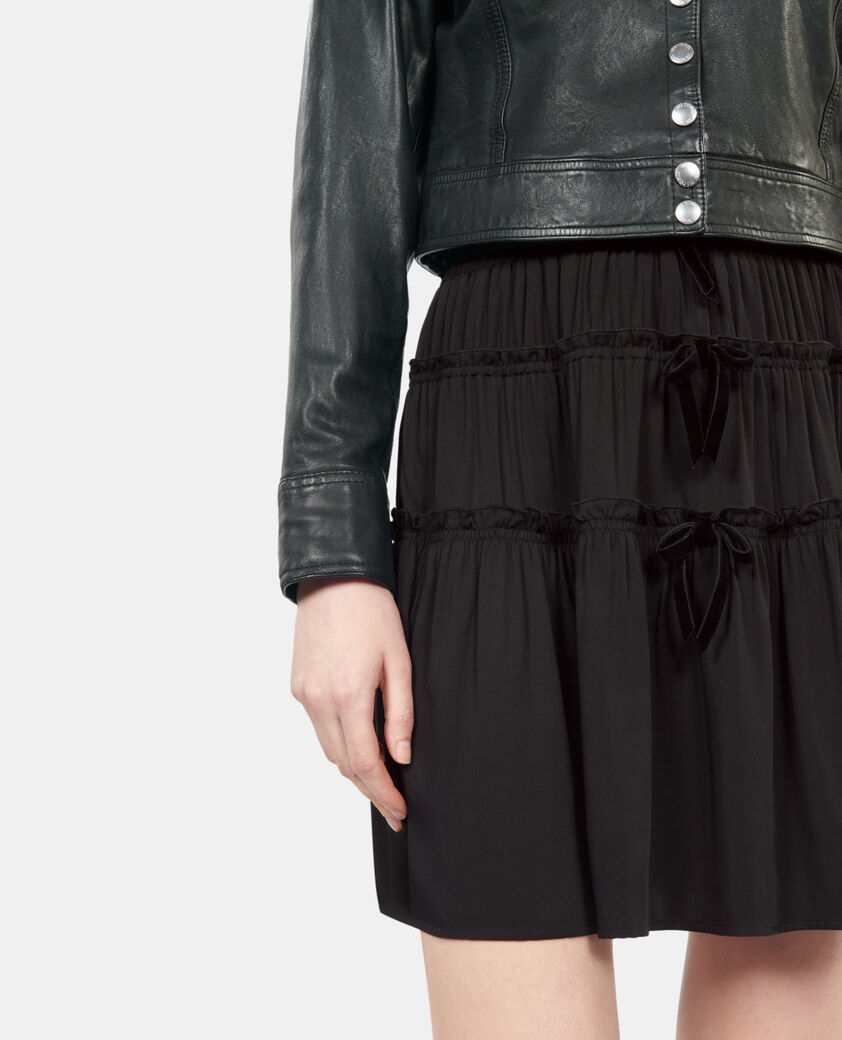 The Kooples FEMME BLACK jupe courte avec n&oelig;uds noire