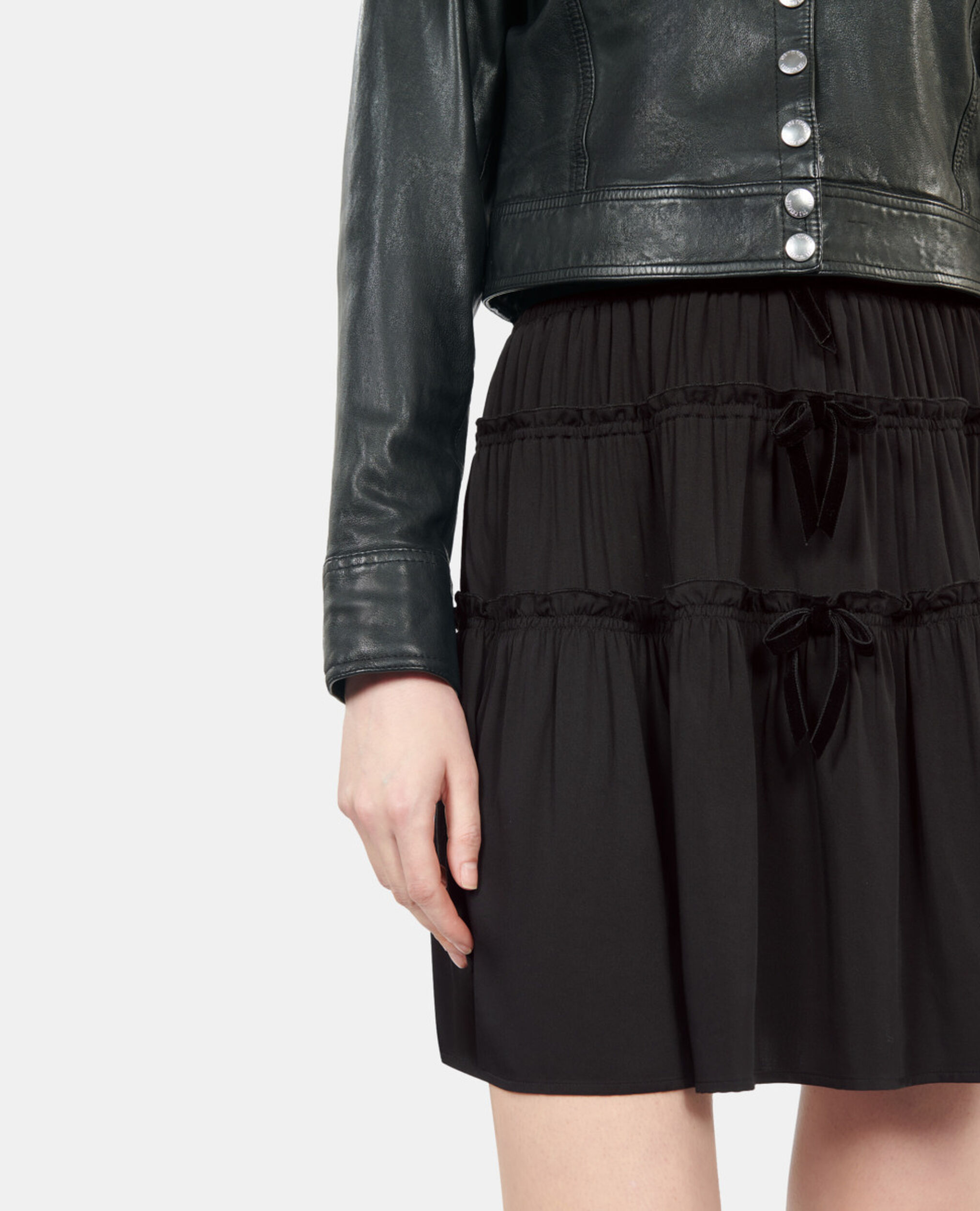 Jupe courte avec nœuds noire, BLACK, hi-res image number null