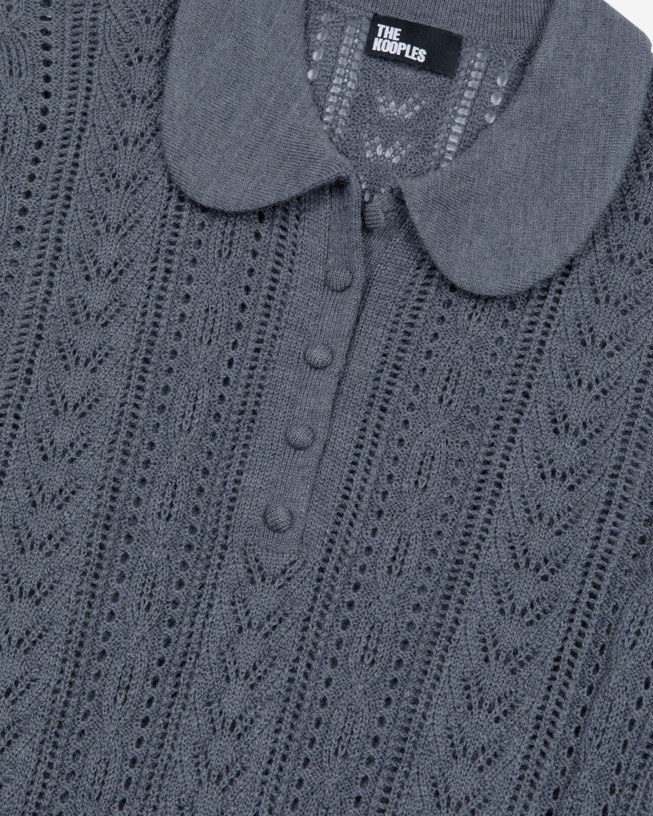 The Kooples F ANTHRACITE grey merino wool short-sleeve sweater