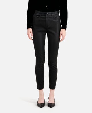 The Kooples FEMME BLACK pantalon slim en cuir noir