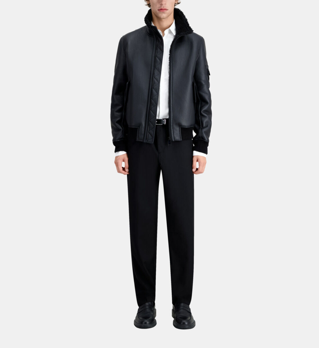 Faux shearling jacket black top