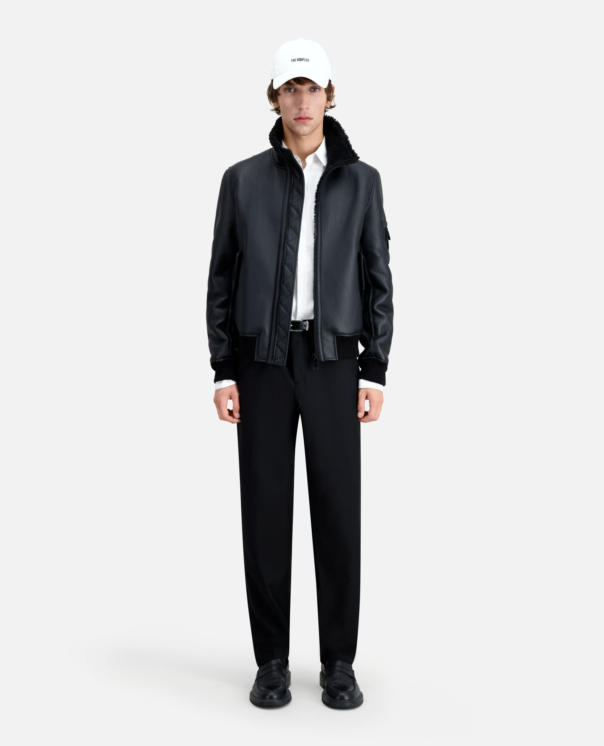 Black faux shearling jacket, BLACK, hi-res image number null