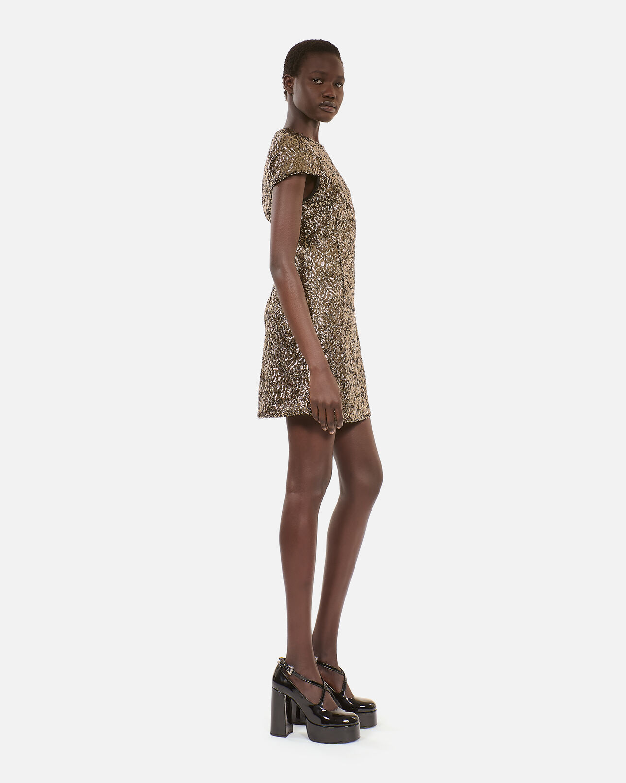The Kooples FEMME GOLD robe courte à sequins dorée